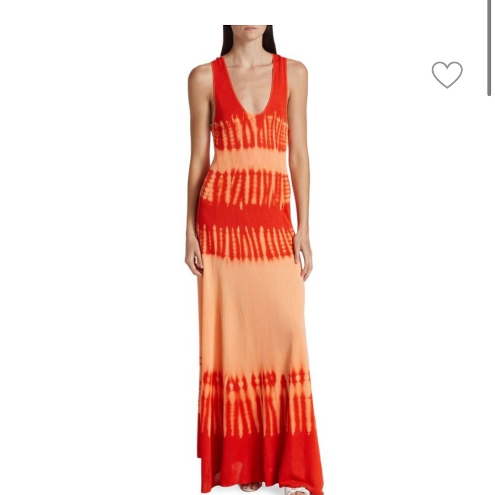 Proenza Schouler Red and Orange Tie-Dye Maxi Dress